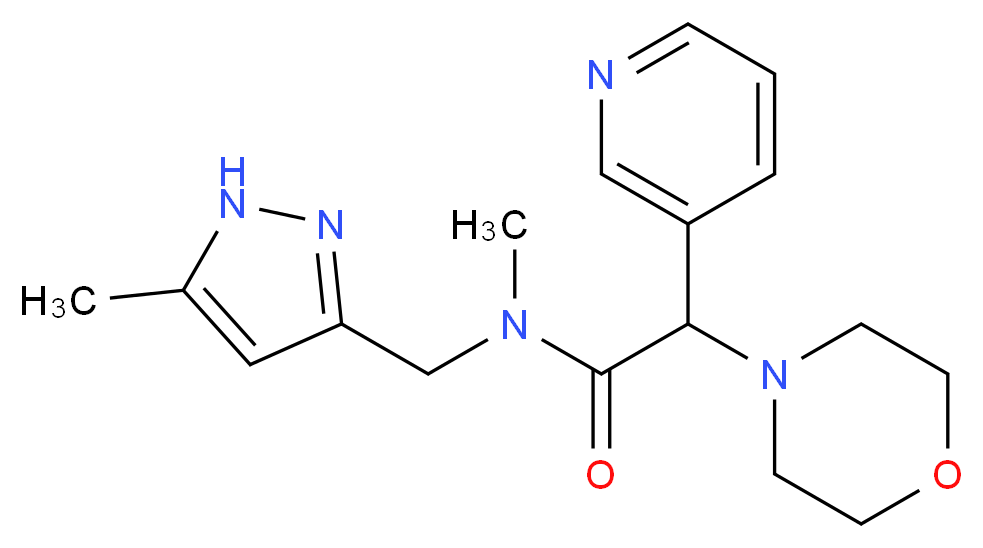 N-methyl-N-[(5-methyl-1H-pyrazol-3-yl)methyl]-2-(4-morpholinyl)-2-(3-pyridinyl)acetamide_分子结构_CAS_)