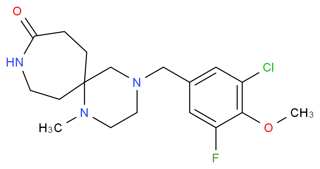 4-(3-chloro-5-fluoro-4-methoxybenzyl)-1-methyl-1,4,9-triazaspiro[5.6]dodecan-10-one_分子结构_CAS_)
