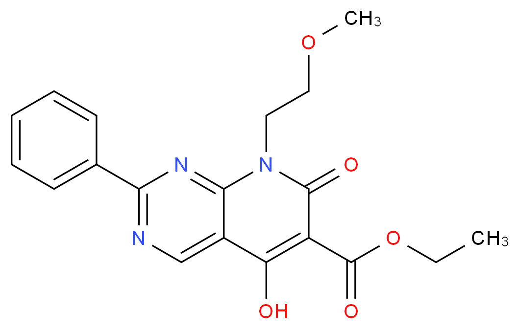 Ethyl 5-hydroxy-8-(2-methoxyethyl)-7-oxo-2-phenyl-7,8-dihydropyrido[2,3-d]pyrimidine-6-carboxylate_分子结构_CAS_76360-60-6)