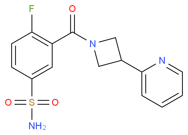4-fluoro-3-{[3-(2-pyridinyl)-1-azetidinyl]carbonyl}benzenesulfonamide_分子结构_CAS_)