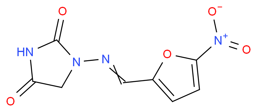 1-{[(5-nitrofuran-2-yl)methylidene]amino}imidazolidine-2,4-dione_分子结构_CAS_67-20-9