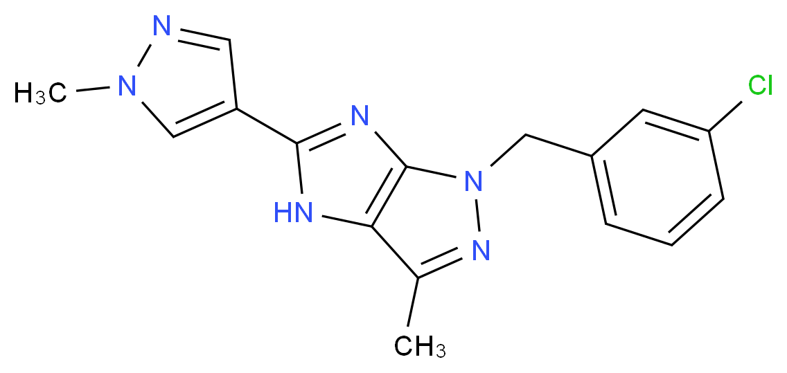 1-(3-chlorobenzyl)-3-methyl-5-(1-methyl-1H-pyrazol-4-yl)-1,4-dihydroimidazo[4,5-c]pyrazole_分子结构_CAS_)
