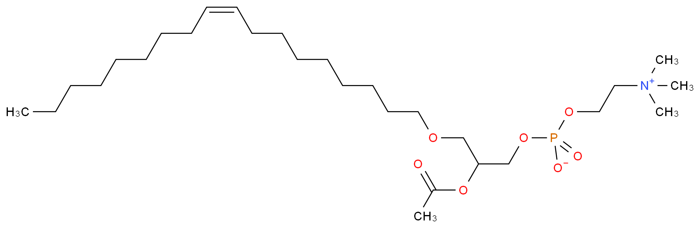 (2-{[2-(acetyloxy)-3-[(9Z)-octadec-9-en-1-yloxy]propyl phosphonato]oxy}ethyl)trimethylazanium_分子结构_CAS_85966-90-1