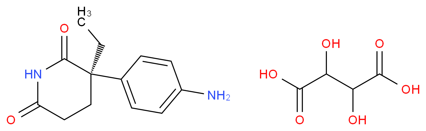 (3R)-3-(4-aminophenyl)-3-ethylpiperidine-2,6-dione; 2,3-dihydroxybutanedioic acid_分子结构_CAS_57288-04-7