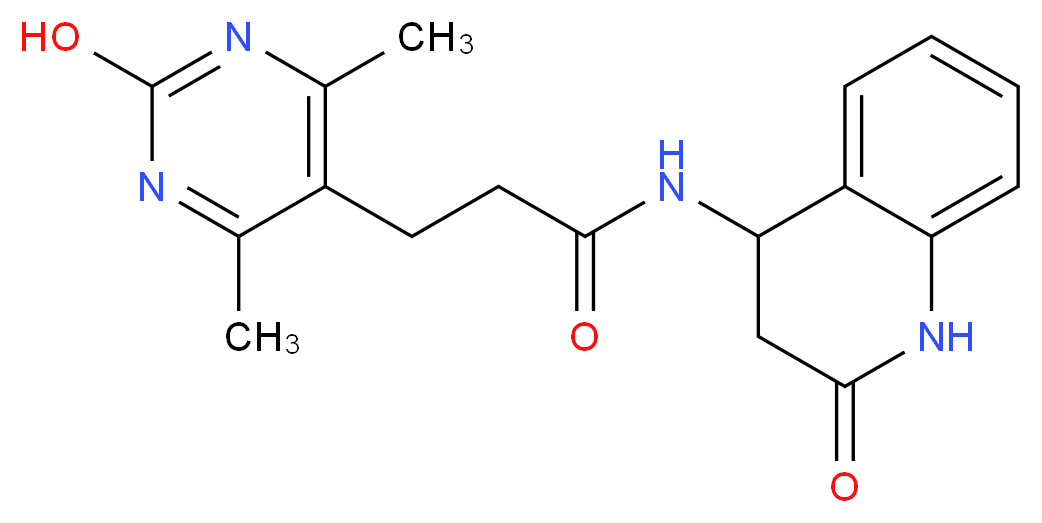 3-(2-hydroxy-4,6-dimethylpyrimidin-5-yl)-N-(2-oxo-1,2,3,4-tetrahydroquinolin-4-yl)propanamide_分子结构_CAS_)