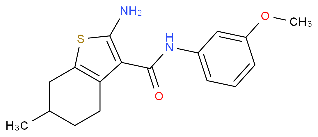 2-Amino-N-(3-methoxyphenyl)-6-methyl-4,5,6,7-tetrahydro-1-benzothiophene-3-carboxamide_分子结构_CAS_)