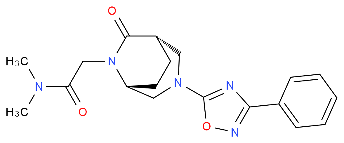 N,N-dimethyl-2-[(1S*,5R*)-7-oxo-3-(3-phenyl-1,2,4-oxadiazol-5-yl)-3,6-diazabicyclo[3.2.2]non-6-yl]acetamide_分子结构_CAS_)