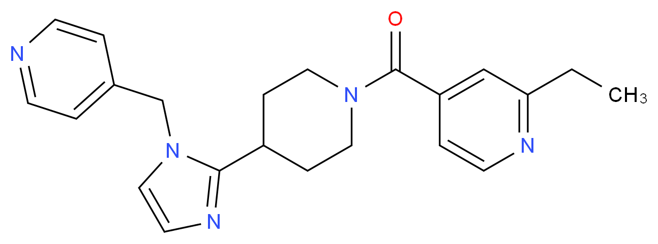 2-ethyl-4-({4-[1-(pyridin-4-ylmethyl)-1H-imidazol-2-yl]piperidin-1-yl}carbonyl)pyridine_分子结构_CAS_)