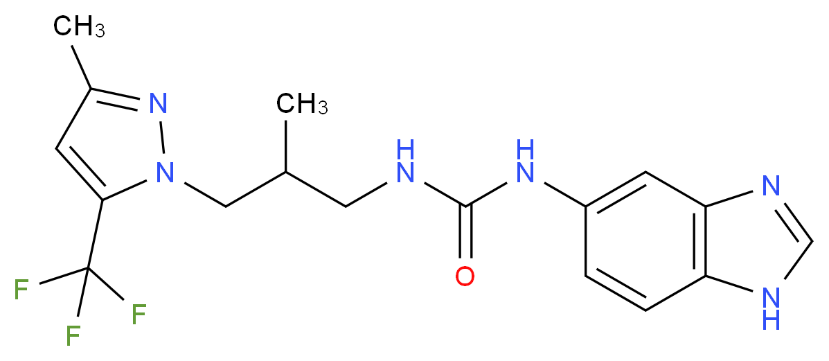 N-1H-benzimidazol-5-yl-N'-{2-methyl-3-[3-methyl-5-(trifluoromethyl)-1H-pyrazol-1-yl]propyl}urea_分子结构_CAS_)