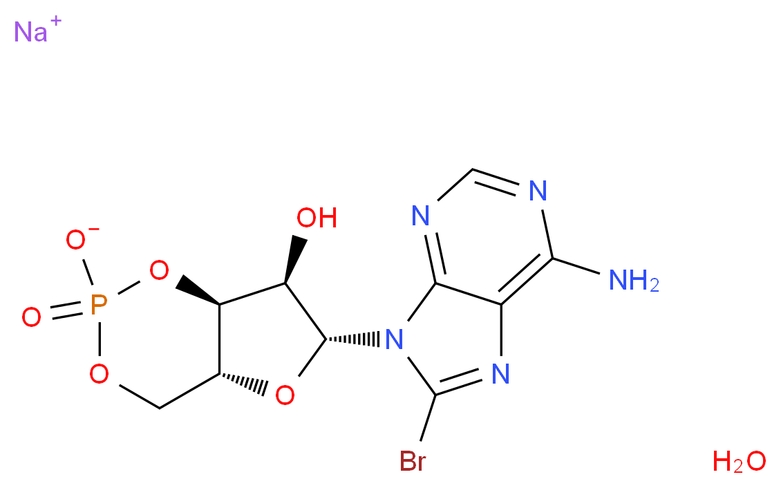 8-溴腺苷-3′,5′-环单磷酸 钠盐 一水合物_分子结构_CAS_123334-12-3)