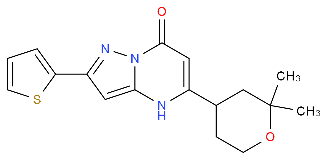 5-(2,2-dimethyltetrahydro-2H-pyran-4-yl)-2-(2-thienyl)pyrazolo[1,5-a]pyrimidin-7(4H)-one_分子结构_CAS_)