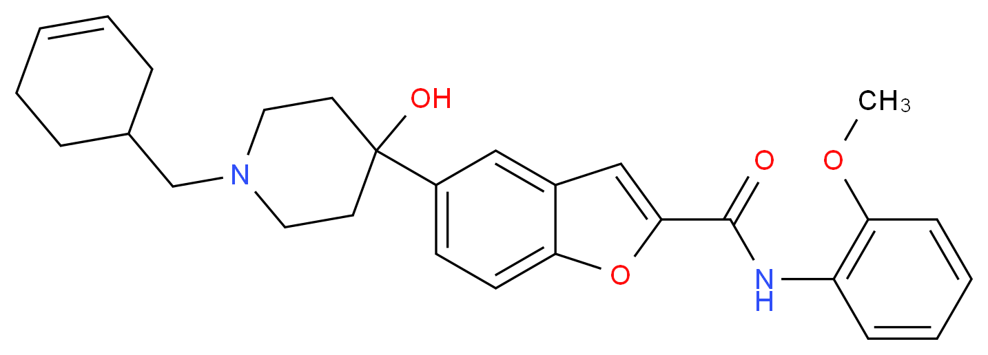 5-[1-(3-cyclohexen-1-ylmethyl)-4-hydroxy-4-piperidinyl]-N-(2-methoxyphenyl)-1-benzofuran-2-carboxamide_分子结构_CAS_)
