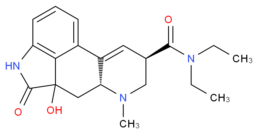 (4R,7R)-N,N-diethyl-9-hydroxy-6-methyl-10-oxo-6,11-diazatetracyclo[7.6.1.0<sup>2</sup>,<sup>7</sup>.0<sup>1</sup><sup>2</sup>,<sup>1</sup><sup>6</sup>]hexadeca-1(15),2,12(16),13-tetraene-4-carboxamide_分子结构_CAS_111295-09-1