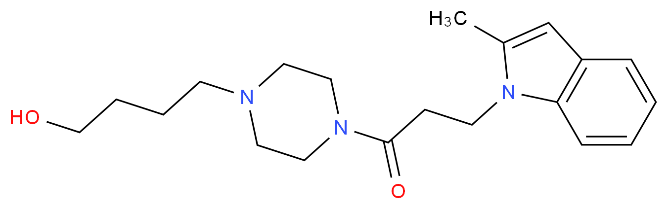 4-{4-[3-(2-methyl-1H-indol-1-yl)propanoyl]piperazin-1-yl}butan-1-ol_分子结构_CAS_)