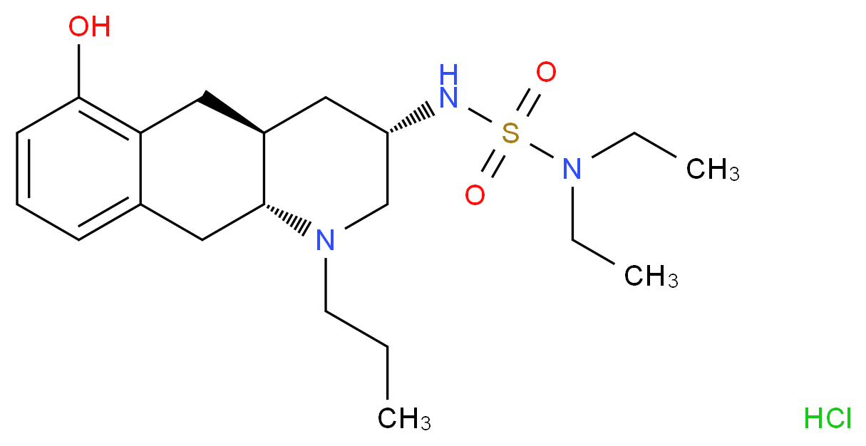 (3S,4aS,10aR)-3-[(diethylsulfamoyl)amino]-1-propyl-1H,2H,3H,4H,4aH,5H,10H,10aH-benzo[g]quinolin-6-ol hydrochloride_分子结构_CAS_94424-50-7