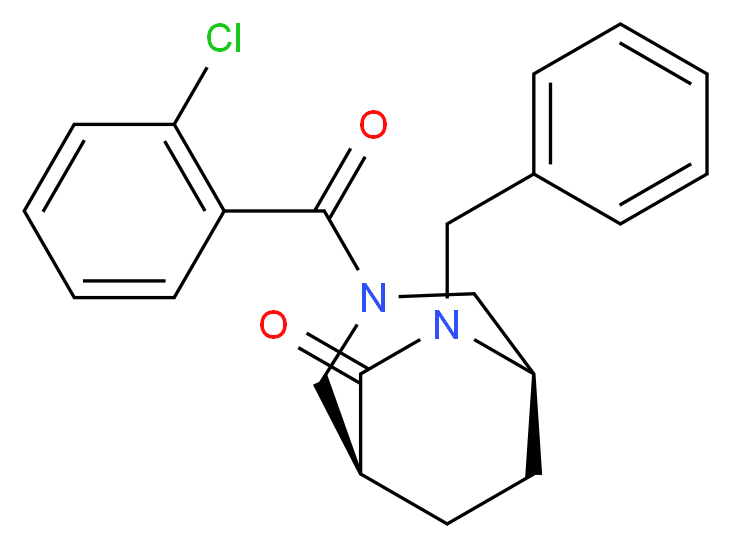 (1S*,5R*)-6-benzyl-3-(2-chlorobenzoyl)-3,6-diazabicyclo[3.2.2]nonan-7-one_分子结构_CAS_)