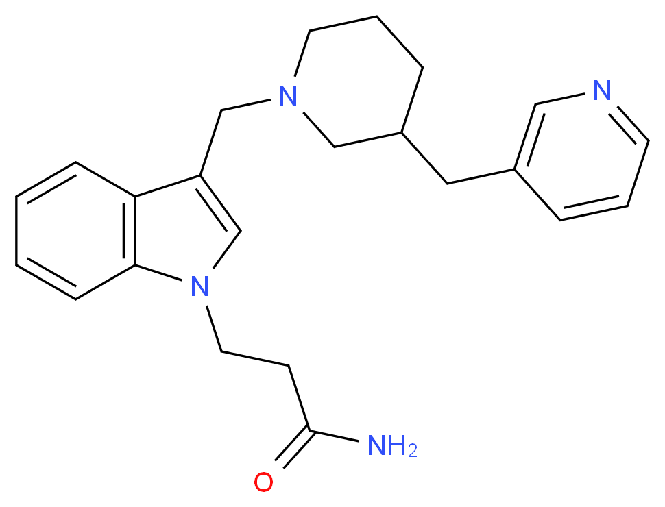 3-(3-{[3-(pyridin-3-ylmethyl)piperidin-1-yl]methyl}-1H-indol-1-yl)propanamide_分子结构_CAS_)