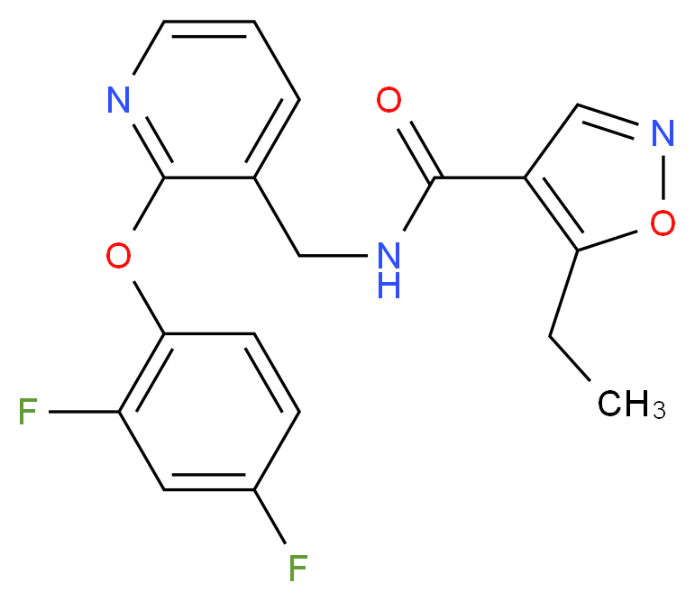 N-{[2-(2,4-difluorophenoxy)pyridin-3-yl]methyl}-5-ethylisoxazole-4-carboxamide_分子结构_CAS_)