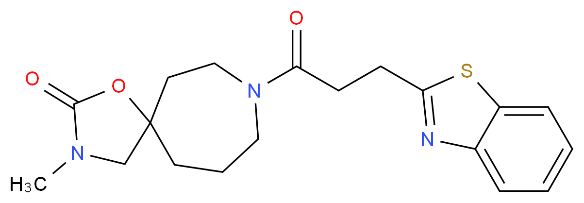 8-[3-(1,3-benzothiazol-2-yl)propanoyl]-3-methyl-1-oxa-3,8-diazaspiro[4.6]undecan-2-one_分子结构_CAS_)