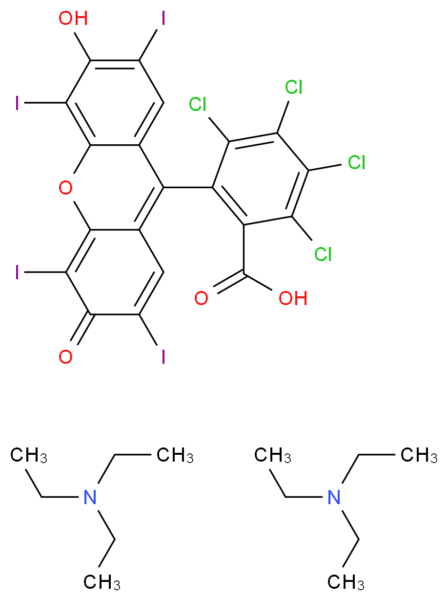 2,3,4,5-tetrachloro-6-(6-hydroxy-2,4,5,7-tetraiodo-3-oxo-3H-xanthen-9-yl)benzoic acid; bis(triethylamine)_分子结构_CAS_91491-51-9