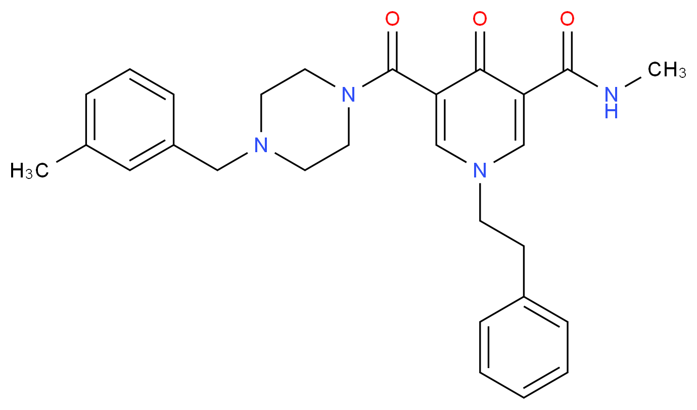 N-methyl-5-{[4-(3-methylbenzyl)-1-piperazinyl]carbonyl}-4-oxo-1-(2-phenylethyl)-1,4-dihydro-3-pyridinecarboxamide_分子结构_CAS_)