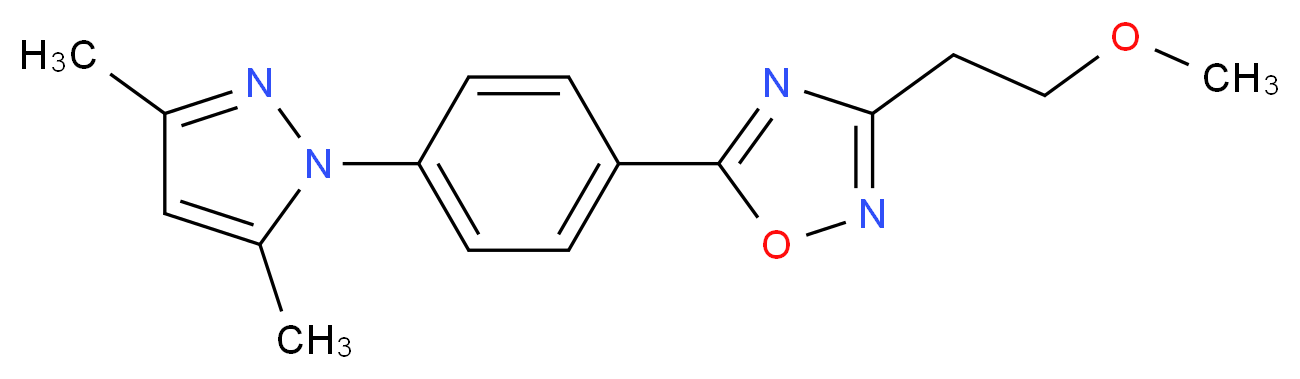 5-[4-(3,5-dimethyl-1H-pyrazol-1-yl)phenyl]-3-(2-methoxyethyl)-1,2,4-oxadiazole_分子结构_CAS_)