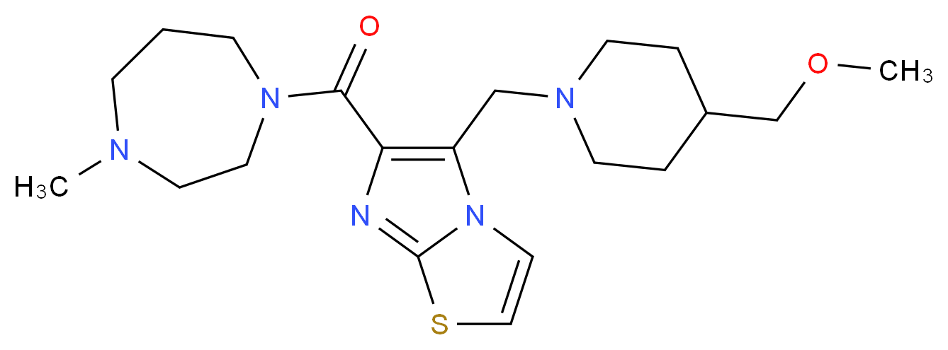 5-{[4-(methoxymethyl)-1-piperidinyl]methyl}-6-[(4-methyl-1,4-diazepan-1-yl)carbonyl]imidazo[2,1-b][1,3]thiazole_分子结构_CAS_)