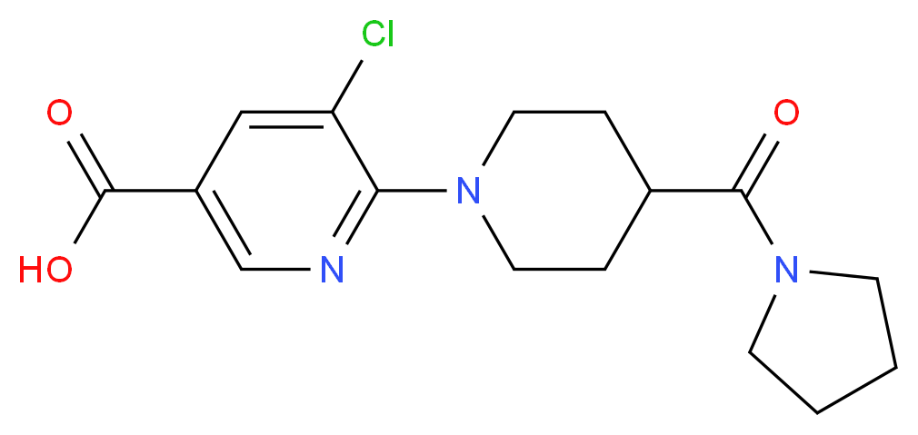 5-chloro-6-[4-(1-pyrrolidinylcarbonyl)-1-piperidinyl]nicotinic acid_分子结构_CAS_)