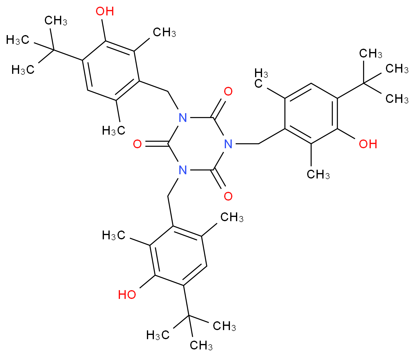 tris[(4-tert-butyl-3-hydroxy-2,6-dimethylphenyl)methyl]-1,3,5-triazinane-2,4,6-trione_分子结构_CAS_40601-76-1