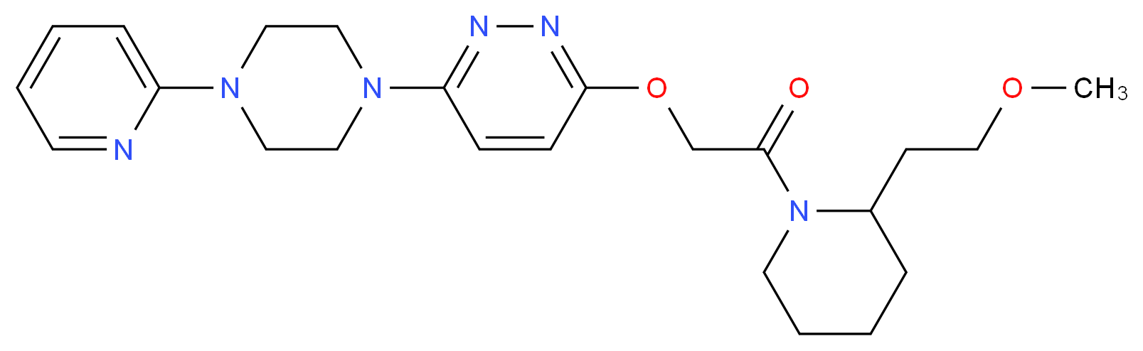 3-{2-[2-(2-methoxyethyl)-1-piperidinyl]-2-oxoethoxy}-6-[4-(2-pyridinyl)-1-piperazinyl]pyridazine_分子结构_CAS_)