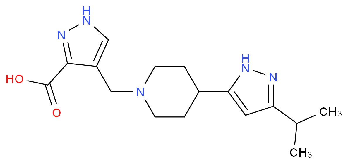 4-{[4-(3-isopropyl-1H-pyrazol-5-yl)piperidin-1-yl]methyl}-1H-pyrazole-3-carboxylic acid_分子结构_CAS_)