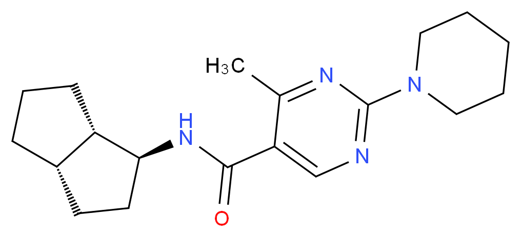 4-methyl-N-[(1S*,3aS*,6aS*)-octahydropentalen-1-yl]-2-piperidin-1-ylpyrimidine-5-carboxamide_分子结构_CAS_)