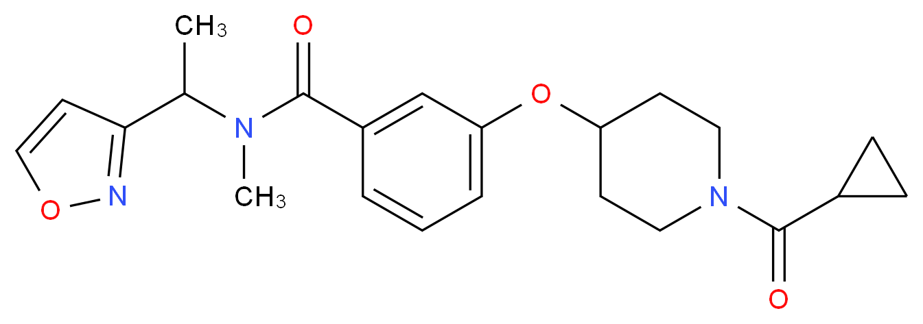 3-{[1-(cyclopropylcarbonyl)-4-piperidinyl]oxy}-N-[1-(3-isoxazolyl)ethyl]-N-methylbenzamide_分子结构_CAS_)