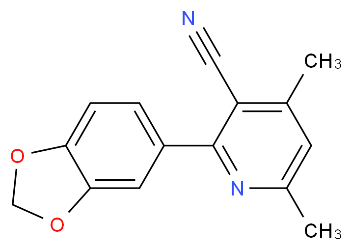 2-(1,3-benzodioxol-5-yl)-4,6-dimethylnicotinonitrile_分子结构_CAS_)