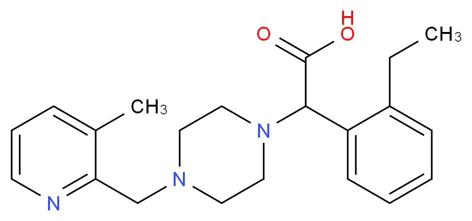 (2-ethylphenyl){4-[(3-methylpyridin-2-yl)methyl]piperazin-1-yl}acetic acid_分子结构_CAS_)