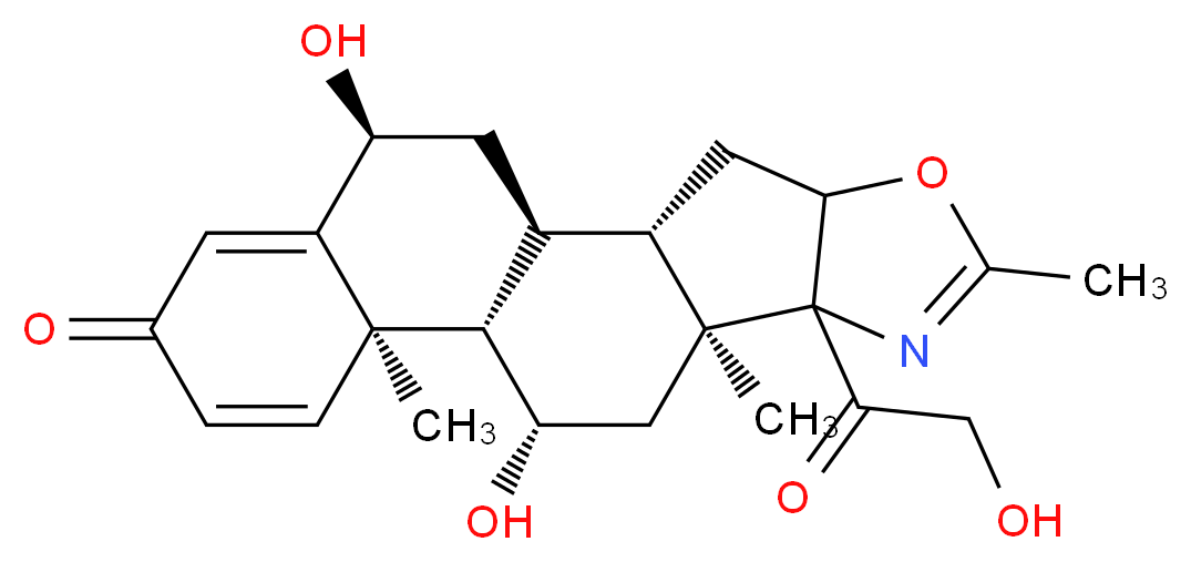 (1S,2S,9S,11S,12S,13R,19S)-11,19-dihydroxy-8-(2-hydroxyacetyl)-6,9,13-trimethyl-5-oxa-7-azapentacyclo[10.8.0.0<sup>2</sup>,<sup>9</sup>.0<sup>4</sup>,<sup>8</sup>.0<sup>1</sup><sup>3</sup>,<sup>1</sup><sup>8</sup>]icosa-6,14,17-trien-16-one_分子结构_CAS_87539-45-5
