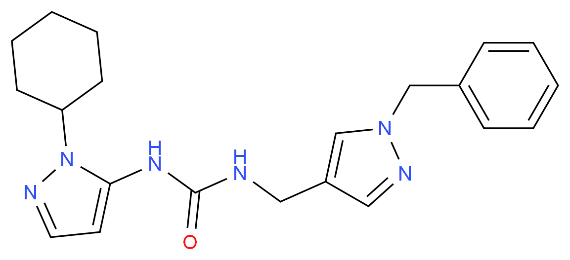 N-[(1-benzyl-1H-pyrazol-4-yl)methyl]-N'-(1-cyclohexyl-1H-pyrazol-5-yl)urea_分子结构_CAS_)