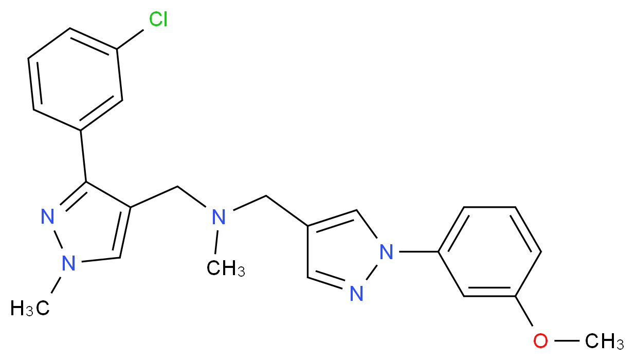 1-[3-(3-chlorophenyl)-1-methyl-1H-pyrazol-4-yl]-N-{[1-(3-methoxyphenyl)-1H-pyrazol-4-yl]methyl}-N-methylmethanamine_分子结构_CAS_)