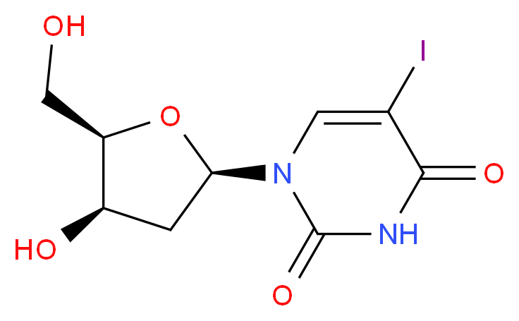 1-[(2R,4R,5R)-4-hydroxy-5-(hydroxymethyl)oxolan-2-yl]-5-iodo-1,2,3,4-tetrahydropyrimidine-2,4-dione_分子结构_CAS_54-42-2