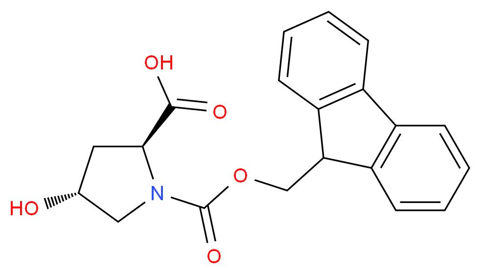 (2S,4R)-1-[(9H-fluoren-9-ylmethoxy)carbonyl]-4-hydroxypyrrolidine-2-carboxylic acid_分子结构_CAS_88050-17-3