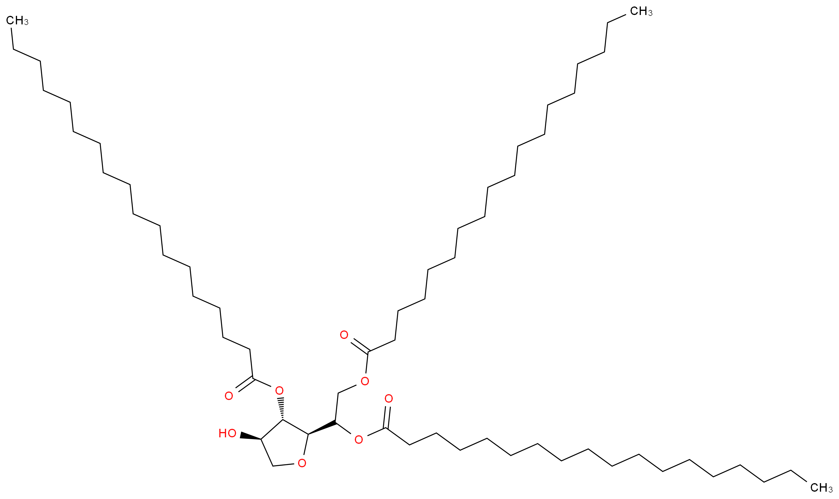 2-[(2R,3S,4R)-4-hydroxy-3-(octadecanoyloxy)oxolan-2-yl]-2-(octadecanoyloxy)ethyl octadecanoate_分子结构_CAS_26658-19-5