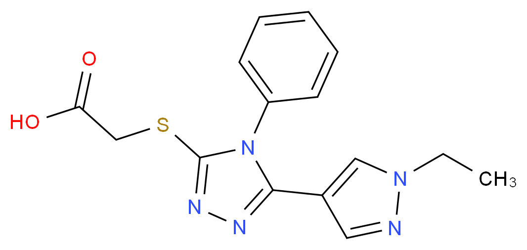 {[5-(1-ethyl-1H-pyrazol-4-yl)-4-phenyl-4H-1,2,4-triazol-3-yl]thio}acetic acid_分子结构_CAS_)