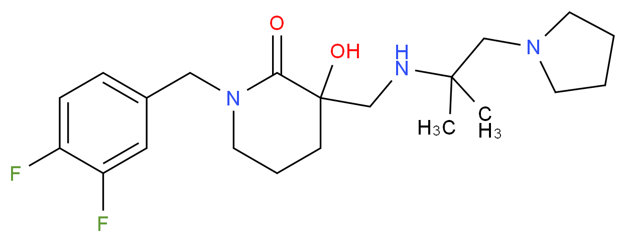 1-(3,4-difluorobenzyl)-3-{[(1,1-dimethyl-2-pyrrolidin-1-ylethyl)amino]methyl}-3-hydroxypiperidin-2-one_分子结构_CAS_)