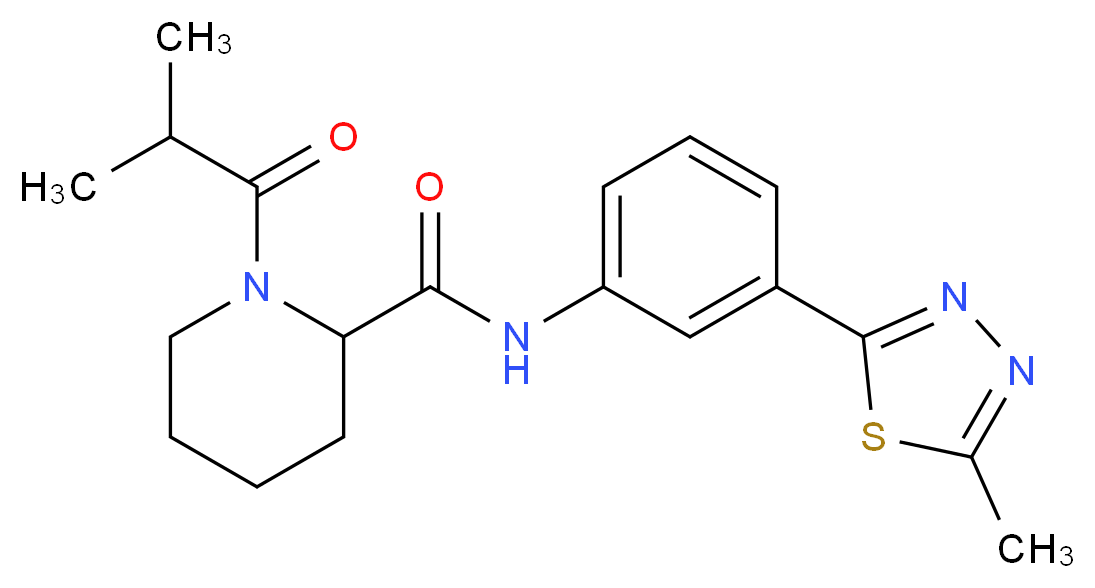 1-isobutyryl-N-[3-(5-methyl-1,3,4-thiadiazol-2-yl)phenyl]-2-piperidinecarboxamide_分子结构_CAS_)