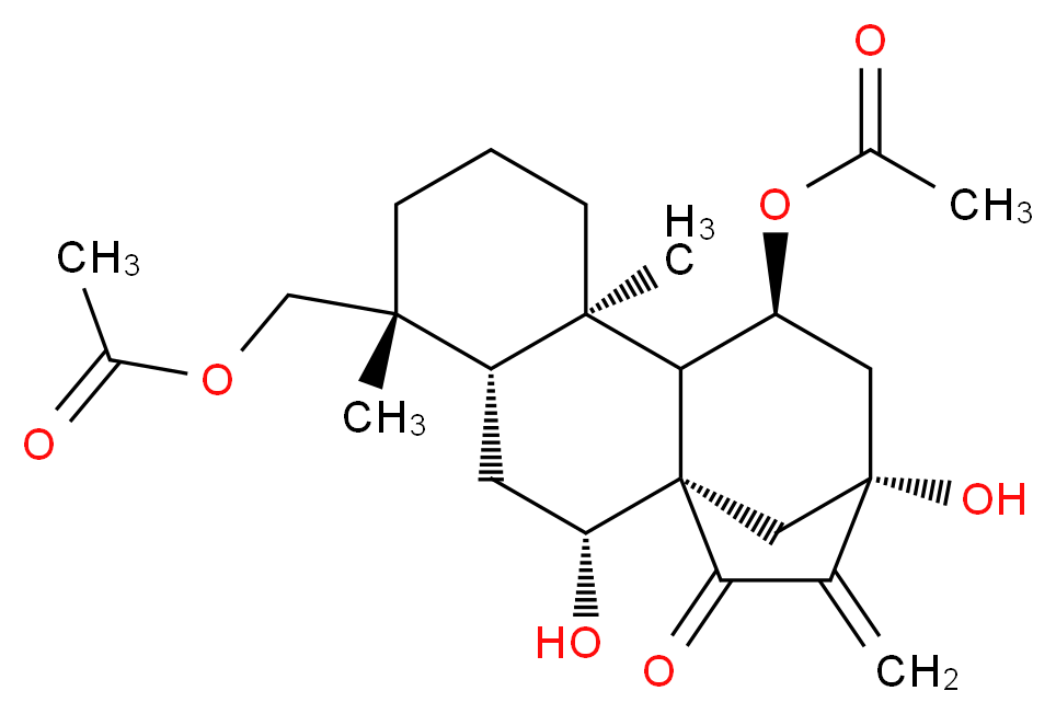 [(1R,2R,4S,5R,9R,10S,11S,13R)-11-(acetyloxy)-2,13-dihydroxy-5,9-dimethyl-14-methylidene-15-oxotetracyclo[11.2.1.0<sup>1</sup>,<sup>1</sup><sup>0</sup>.0<sup>4</sup>,<sup>9</sup>]hexadecan-5-yl]methyl acetate_分子结构_CAS_125181-21-7