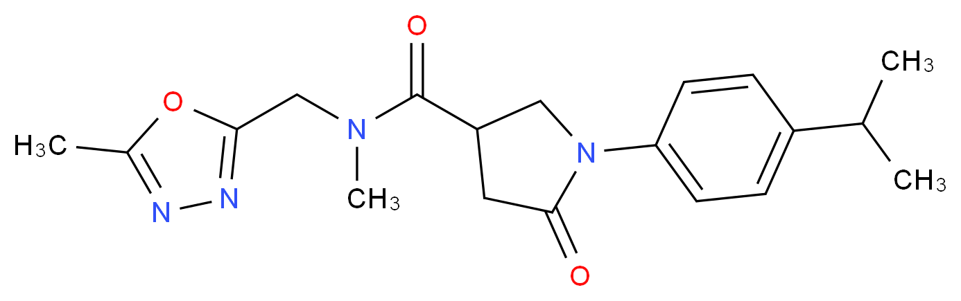 1-(4-isopropylphenyl)-N-methyl-N-[(5-methyl-1,3,4-oxadiazol-2-yl)methyl]-5-oxo-3-pyrrolidinecarboxamide_分子结构_CAS_)