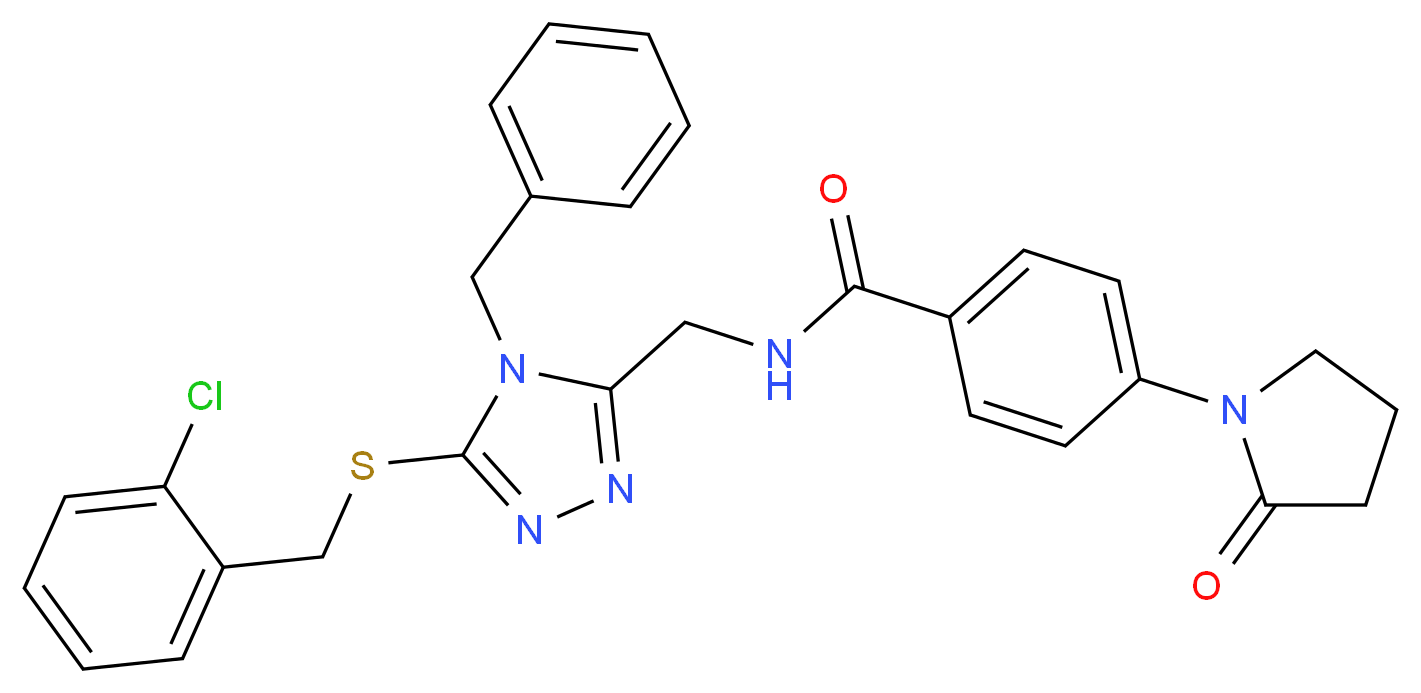 N-({4-benzyl-5-[(2-chlorobenzyl)thio]-4H-1,2,4-triazol-3-yl}methyl)-4-(2-oxo-1-pyrrolidinyl)benzamide_分子结构_CAS_)