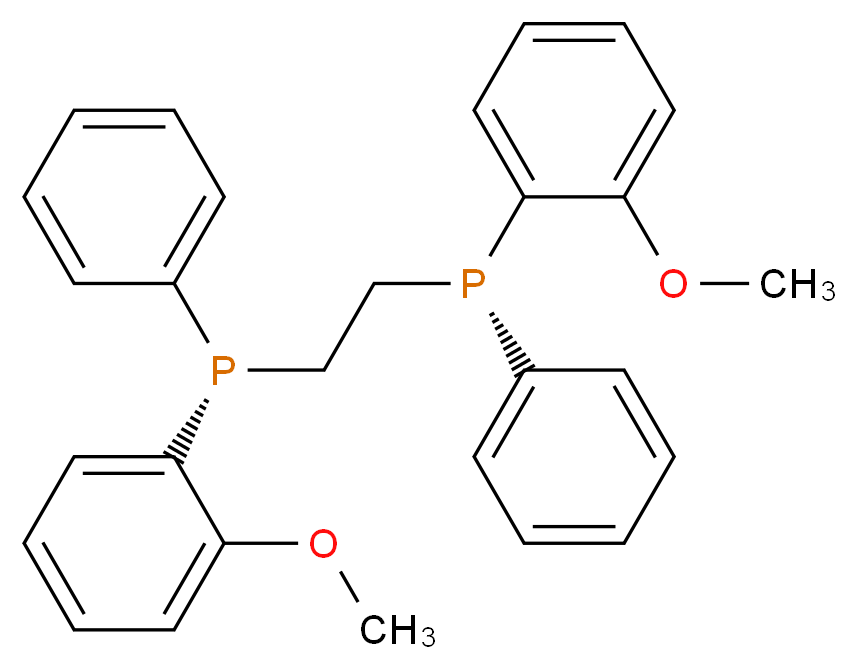 (S)-(2-methoxyphenyl)({2-[(S)-(2-methoxyphenyl)(phenyl)phosphanyl]ethyl})phenylphosphane_分子结构_CAS_55739-58-7