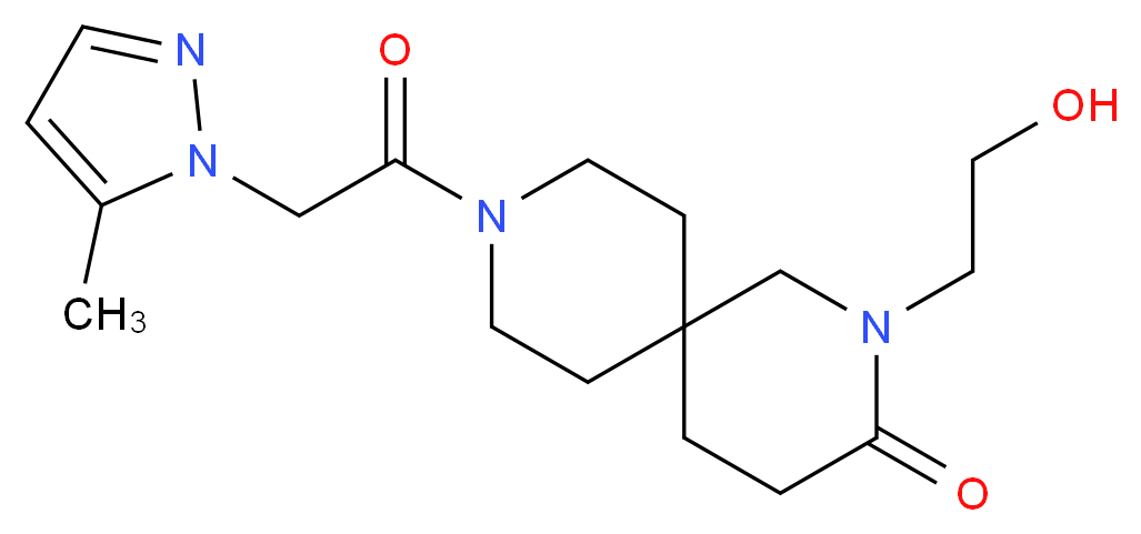 2-(2-hydroxyethyl)-9-[(5-methyl-1H-pyrazol-1-yl)acetyl]-2,9-diazaspiro[5.5]undecan-3-one_分子结构_CAS_)