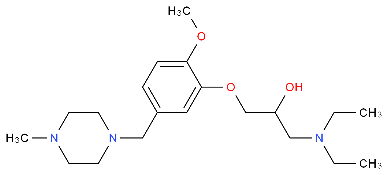 1-(diethylamino)-3-{2-methoxy-5-[(4-methyl-1-piperazinyl)methyl]phenoxy}-2-propanol_分子结构_CAS_)